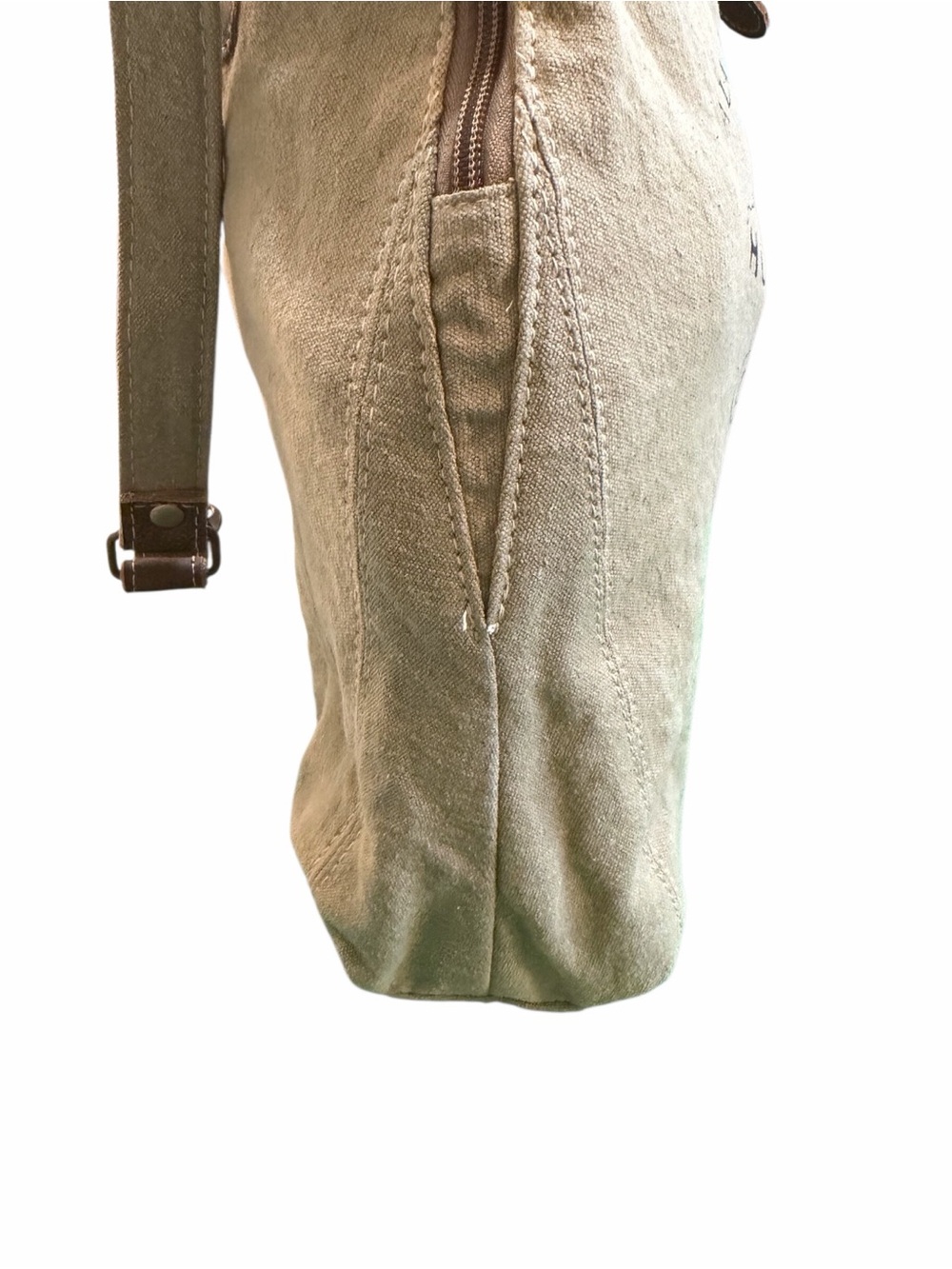 Myra Bag Canvas & Leather Convertible Tote Crossbody Olive Green Vintage Print - Picture 6 of 11